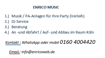 Kontakt und Leistungen
Keywords: Kontakt;Enrico Music